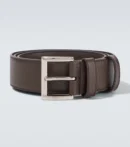 Brown Leather Belt with Silver Buckle