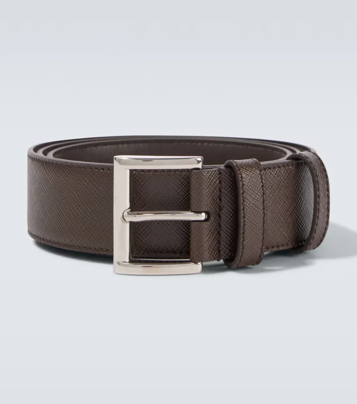 Brown Leather Belt with Silver Buckle