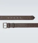 Brown Leather Belt with Silver Buckle