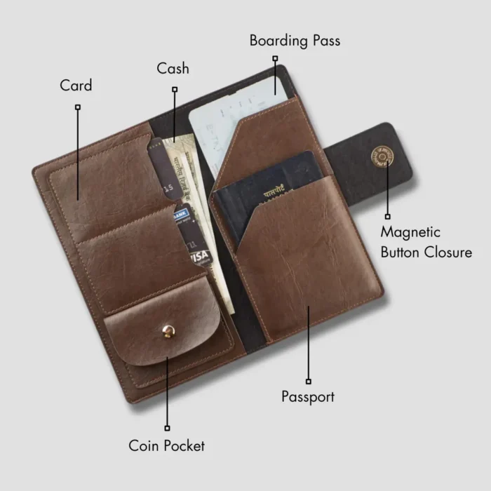 Personalized Brown Passport Holder Wallet for Travel - Image 2